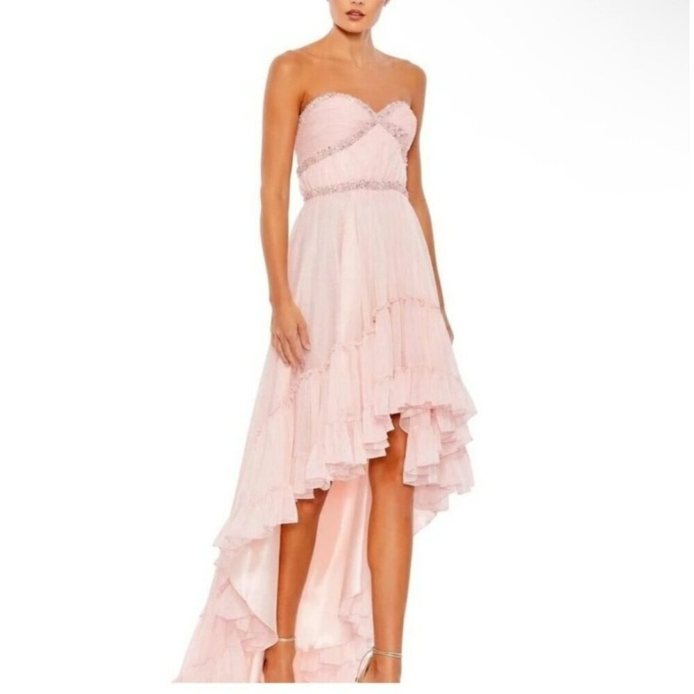 Nwt Mac Duggal 68096 Pink Strapless Formal Gown Maxi Dress Sz 6